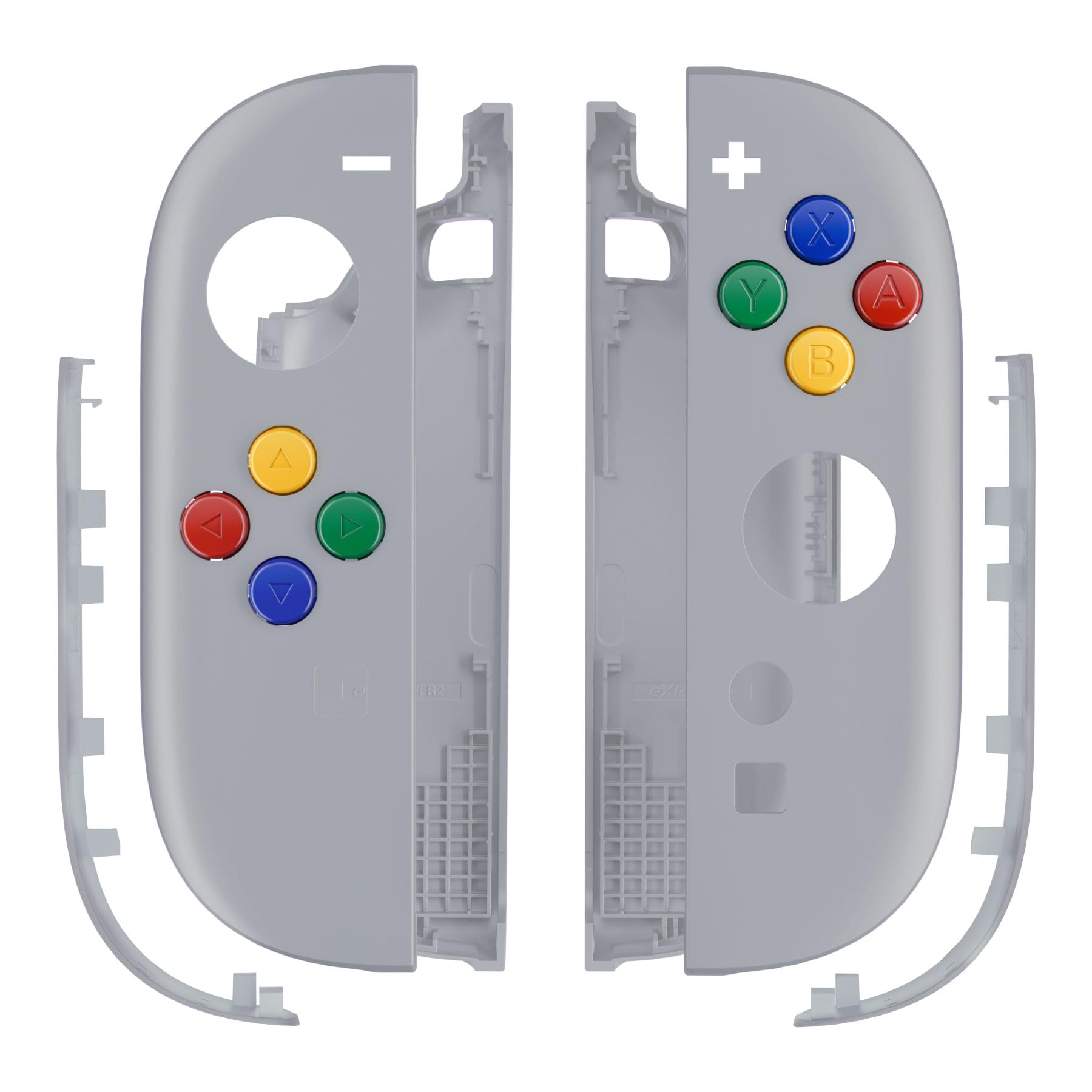 eXtremeRate Replacement Shell Buttons for Joycon 2, Custom Housing Faceplate Case + Decorative Strips + ABXY Direction Keys + Tools for Nintendo Switch 2 Controller - Essence Version - New Hope Gray