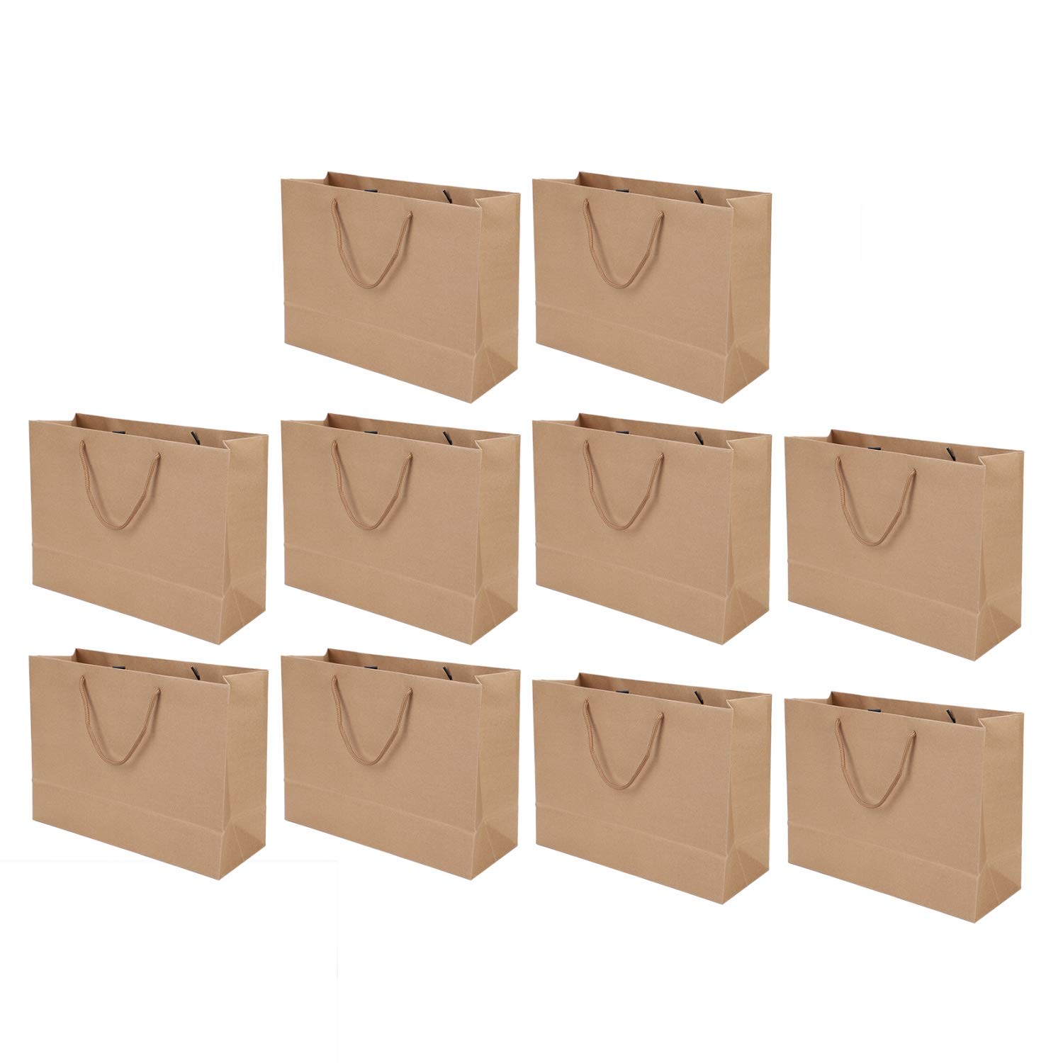 10 Pcs Brown Paper Bags with Handle, Medium Gift Bags Kraft Paper Party Gift Bags Thicken Recycled Paper Carrier Bags Shopper Retail Bags Wrapping Bags for Presents Baby Shower Birthday Party Shopping