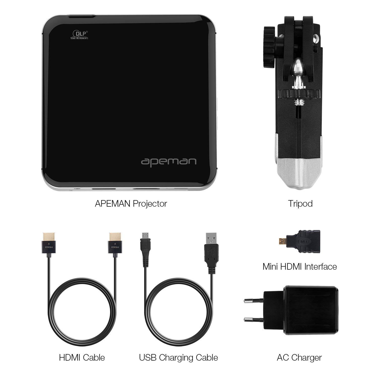 APEMAN M4 Mini Portable Projector, Video DLP Pocket Projector for Home