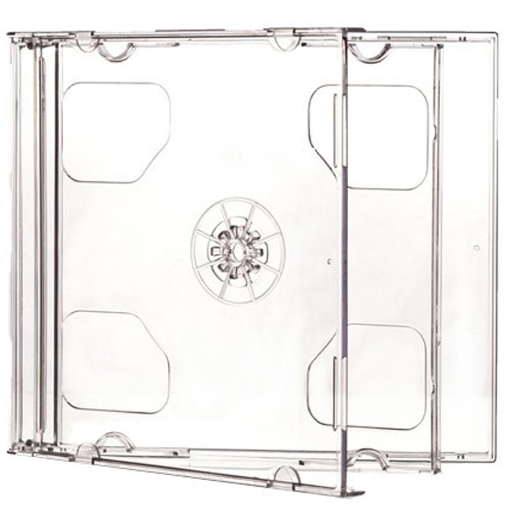 Four Square Media 10 X CD DVD Double Jewel Cases 10.4mm for 2 Disc with Clear Tray - Pack of 10
