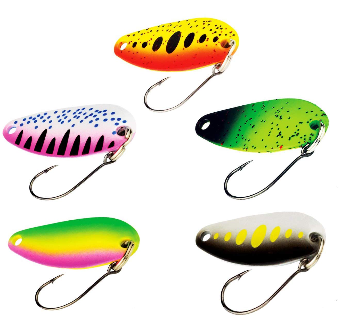FISHN Spoon Set - Gallo, weight: 2 grams, length: 2.8 cm, trout bait, bait for fishing, char and perch (5 pieces)
