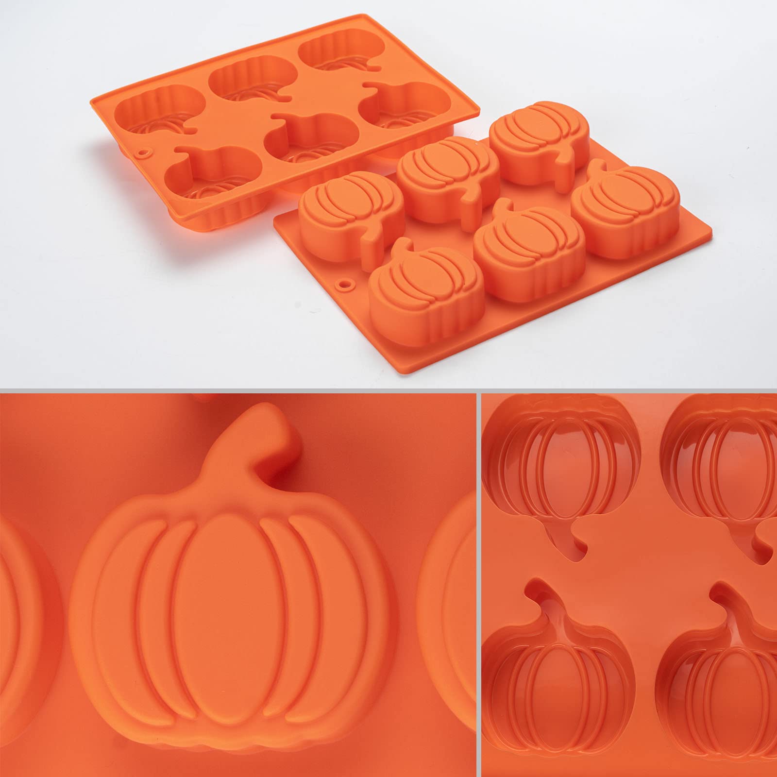 Pumpkin Muffin Mold 3 Pack Pumpkin Cake Pan Silicone Molds, Mini Cake Trays Thanksgiving Halloween Baking Molds Cupcake Pan Hot Chocolate Bomb Mold for Thanksgiving Fall Baking
