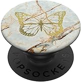 Yellow Butterfly White PopSockets Adhesive PopGrip