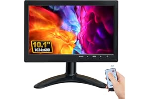 WHOLEV Security Monitor 10.1" FHD CCTV PC Monitor with VGA HDMI BNC AV USB Input Built-in Speaker 178 Wide Angle for Raspberry Pi Game Computer