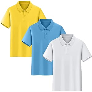 NATHGAM 3 Pack Uniform Shirts School Uniforms Pique Polos for Unisex Kids | Youth School Clothes Short Sleeve Sports Shirts B