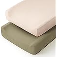 lulumoon Baby Changing Pad Cover: Muslin Diaper Changing Table Pad Cover - Changing Pad Sheets for Girls Boys (Olive+Cream)