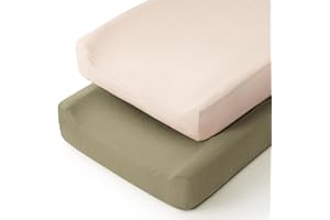 lulumoon Baby Changing Pad Cover: Muslin Diaper Changing Table Pad Cover - Changing Pad Sheets for Girls Boys (Olive+Cream)