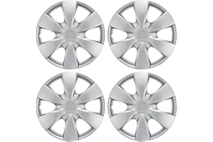 BDK Hubcaps OEM Style Replica Wheel Cover - 15" Silver Durable ABS Easy Installation (Full 4 Piece Set)
