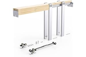 EaseLife 28x80in Pocket Door Frame Kit with Two-Way Soft Close Mechanism for 2X4 Studs Wall,Sliding Hardware for 24"-28" Wide Door,Aluminum,Slide Smoothly Quietly,Easy Install,No Door (28in x 80in)