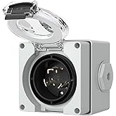 STARELO 30 Amp Generator Power Inlet Box, NEMA L5-30P 125Volt 3750 Watts,Outdoor dustproof and Weatherproof for generators, W