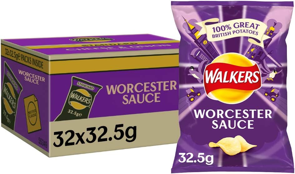 Walkers Worcester Sauce Crisps Box, 32.5 g, Case of 32 Amazon.co.uk