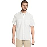 Johnston & Murphy Mens Short Sleeve Tonal Box Linen Shirt