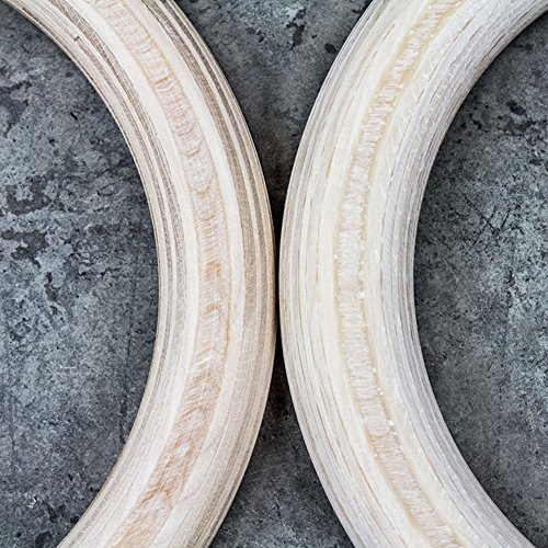 Rep Wood Gymnastic Rings with Unnumbered Straps - Perfect for Cross-Training Workouts, Gymnastics and Conditioning - 1.25 inch Gym Rings