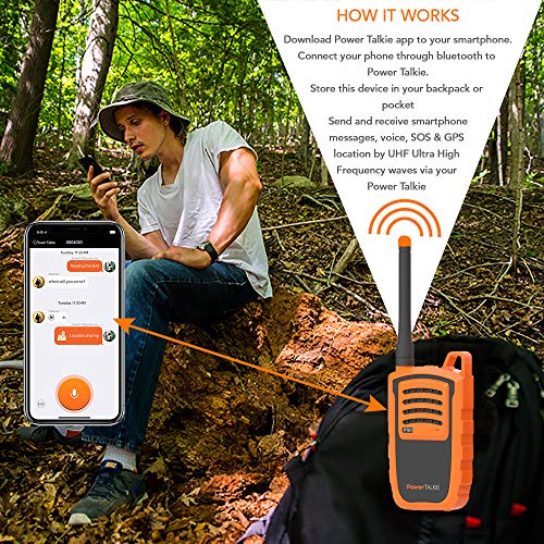 Power Talkie Off Grid Communication Device - Set of 2 Talk and Messenger Communicator, Wireless Mesh Networking, SOS Emergency Alert - Pairs to Smartphone, Powerful 6000mAh Battery, 1-3 Miles Range