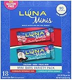 LUNA BAR - Gluten Free Mini Bar - Chocolate Peppermint Stick and Chocolate Dipped Coconut - (0.81 oz, 18 Count)