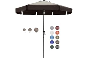 ABCCANOPY 10ft Scalloped Patio Umbrella, Outdoor Table Umbrella with Tilt and Crank, Fiberglass Ribs Deck Umbrella for Patio, Pool, Garden, Picnic (Brown)