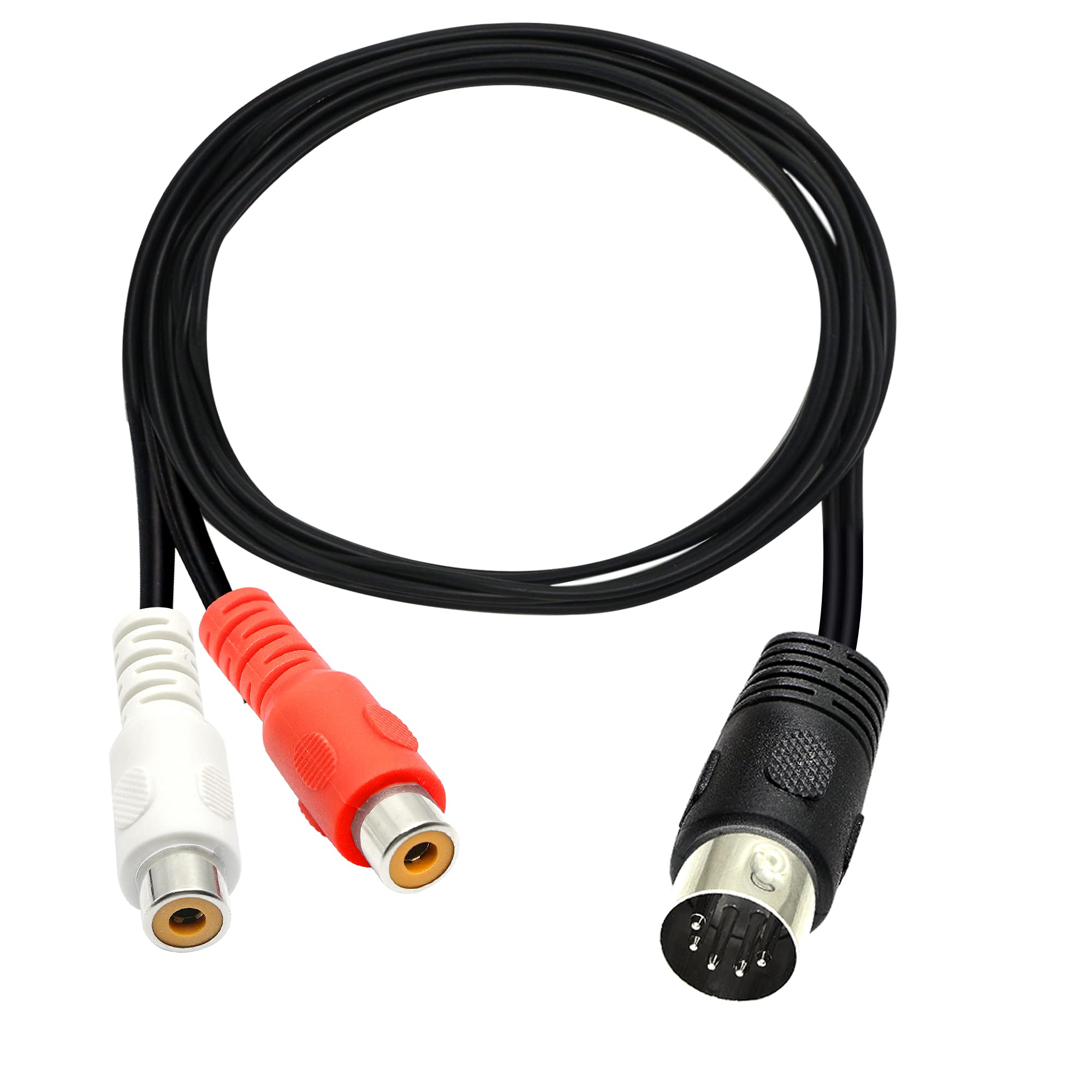 PNGKNYOCN Din 5 Pin to RCA Cable 5-Pin Din Male to 2 RCA Female Plugs Audio Cable for Bang & Olufsen, Naim, Quad, Stereo Systems(1.5m)
