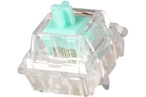ZugGear Linear Switches 62g Transparent Aqua Teal Switch with Gold-Plated Spring Smooth Creamy Green Stem 5 Pins Linear Keyswitch (DUROCK L2 Clear, 20pcs)