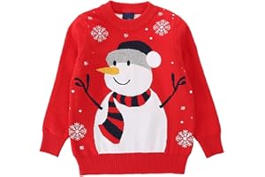HILEELANG Toddler Boy Girl Christmas Sweater Pullover Reindeer Elk Snowman Sweatshirts Tops