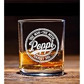 Poppi The Man The Myth The Legend Whiskey Glass, Gifts For Grandfather, Papa, Dad, Him, Christmas, Birthday, Father's Day For Poppi From Daughter, Son