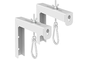 POROHOM Universal Projector Screen L-Bracket Wall Hanging Mount 6 inch Adjustable Extension with Hook Manual, for Wall or Ceiling Mount Home Projector and Movie Screens, 80 Lb Capacity Each(White)