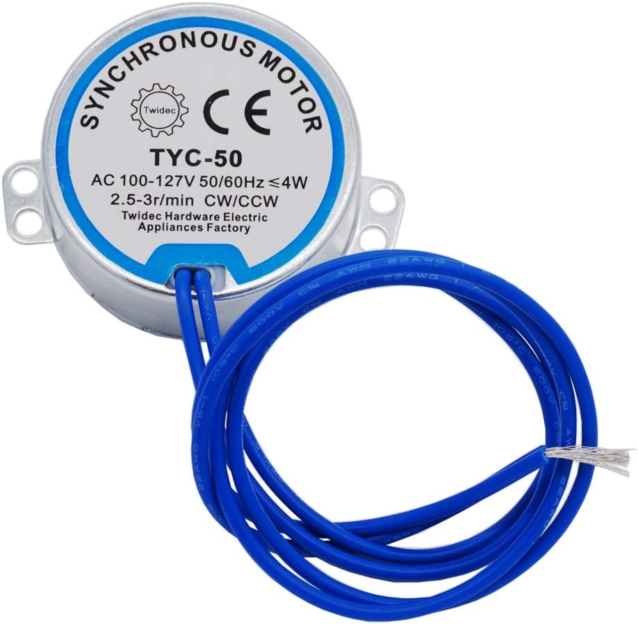 Twidec/7mm Flexible Coupling Connector Synchronous Motor AC100~127V 50/60HZ Turntable Synchron Motor 4W CW/CCW Electric Motor 2.5-3RPM/MIN+Hexagon Shaft motor flexible coupling coupler TYC-50-2.501P - - 