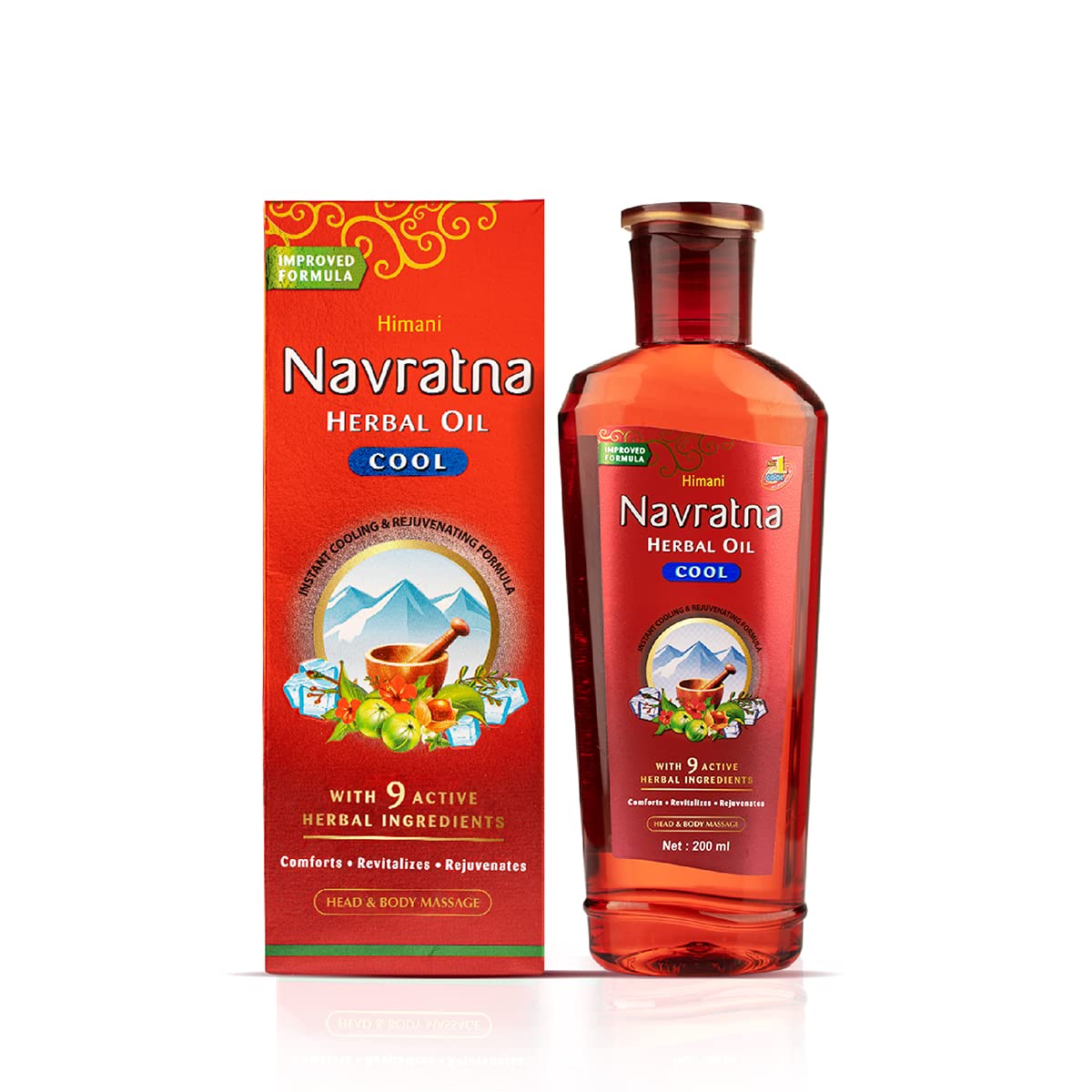 Himani Navratna Herbal Cool Oil, Rejuvenating Relaxing Massage Oil With 9 Active Natural Ingredients, 500 ml