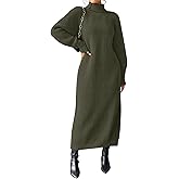 LIGHT DOT Women's Winter Maxi Sweater Dress Oversize Long Sleeve Warm Knit Pullover Chunky Bell Loose