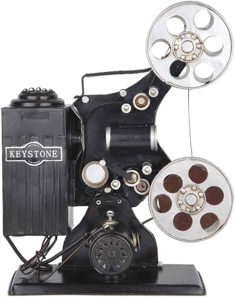 Retro Movie Projector Model Decoration Shooting Props Cafe Display Window Soft Decoration Projector Model Design (Color : Black, Size : 301236cm/12514inch)