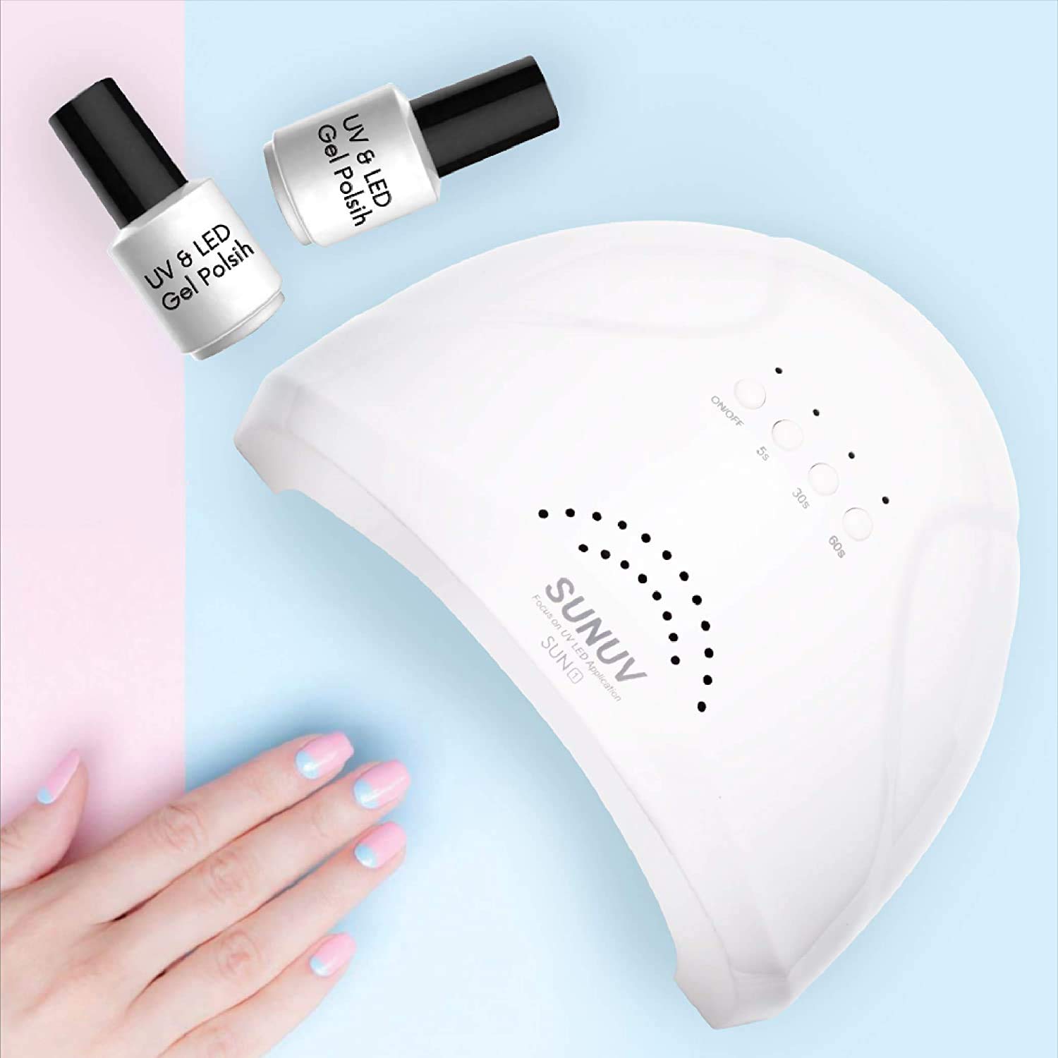 UV LED Nail Lamp, SUNUV Gel Nail Light for Nail Polish 48W UV Dryer with 3 Timers SUNone : Beauty