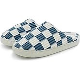 Dumhew Women Home Fuzzy Slippers - Memory Foam Checkered Plaid Scuff Non-Slip Indoor Outdoor Comfortable Casual Soft Slides