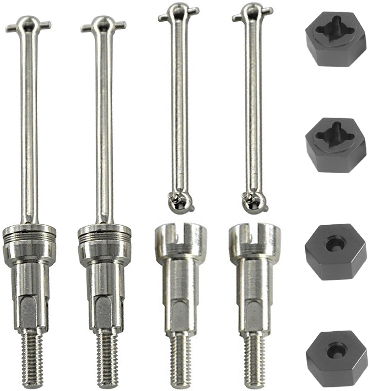 Photo 1 of Fraizoe RC Steel Drive Shaft Kit Front & Rear (Universal Shafts/Rear stub axles/Dogbones/Hexes) - Compatible with ARRMA 1/16 Mojave GROM Series Desert Trucks (ARA2104/ARA2304/ARA2304S)
