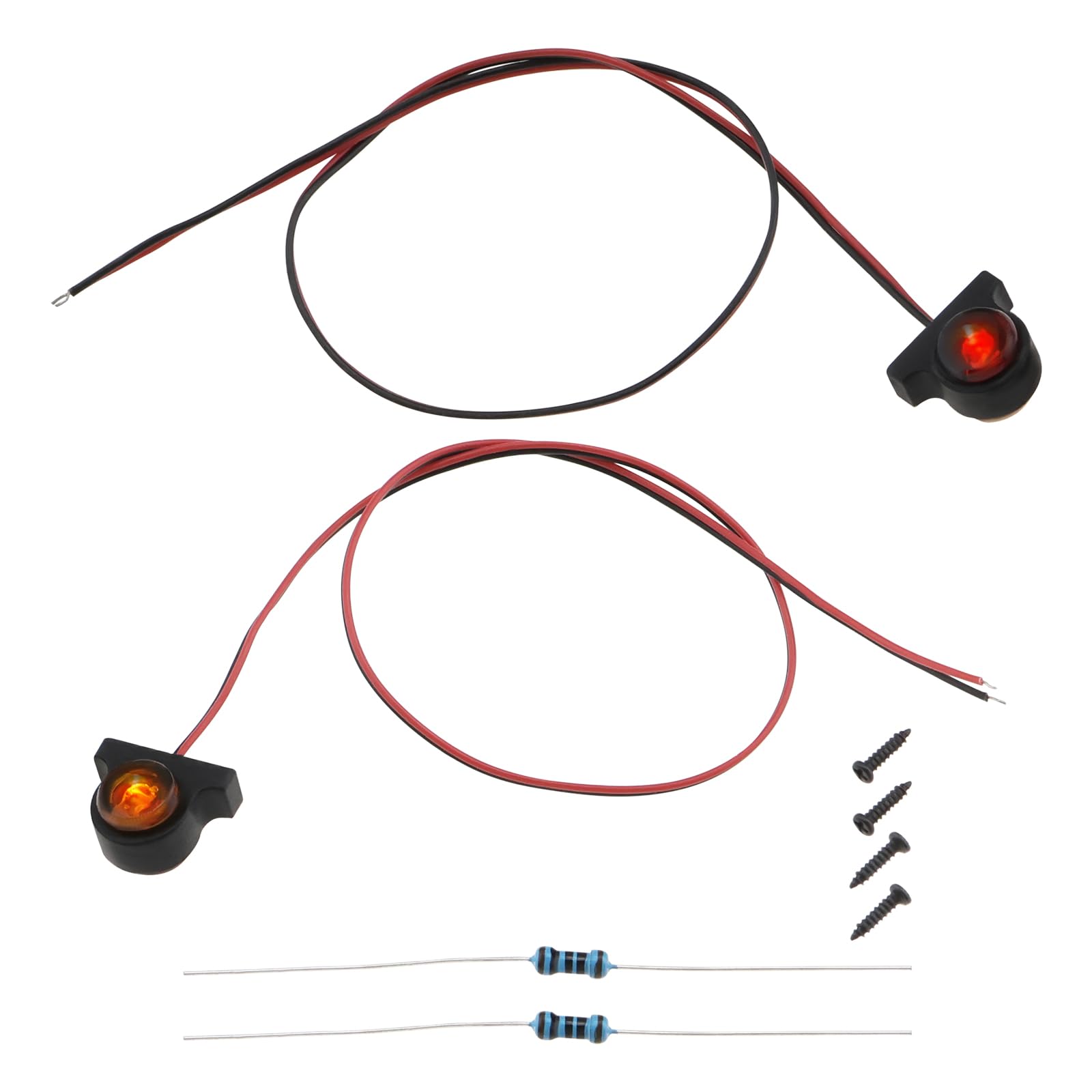 Create idea 1 Pair Dual Color Marker Lights 1/14 RC Car Side Position Lights for DIY RC Tractor Truck Trailer Model Car Compatible with T-amiya, Orange & Red