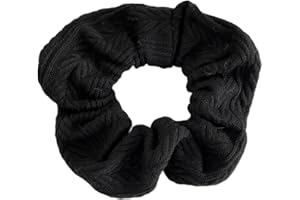 Hair Scrunchies, Women Knit Wool Scrunchie Hair Tie, Fashion Elastic Hair Band, Stretchy Comfortable Hair Accessory(Black)