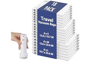 18 Pack Travel Vacuum Storage Bags with Type-C Rechargeable Electric Pump, Compression Packing Bags for Luggage, Space Saver 