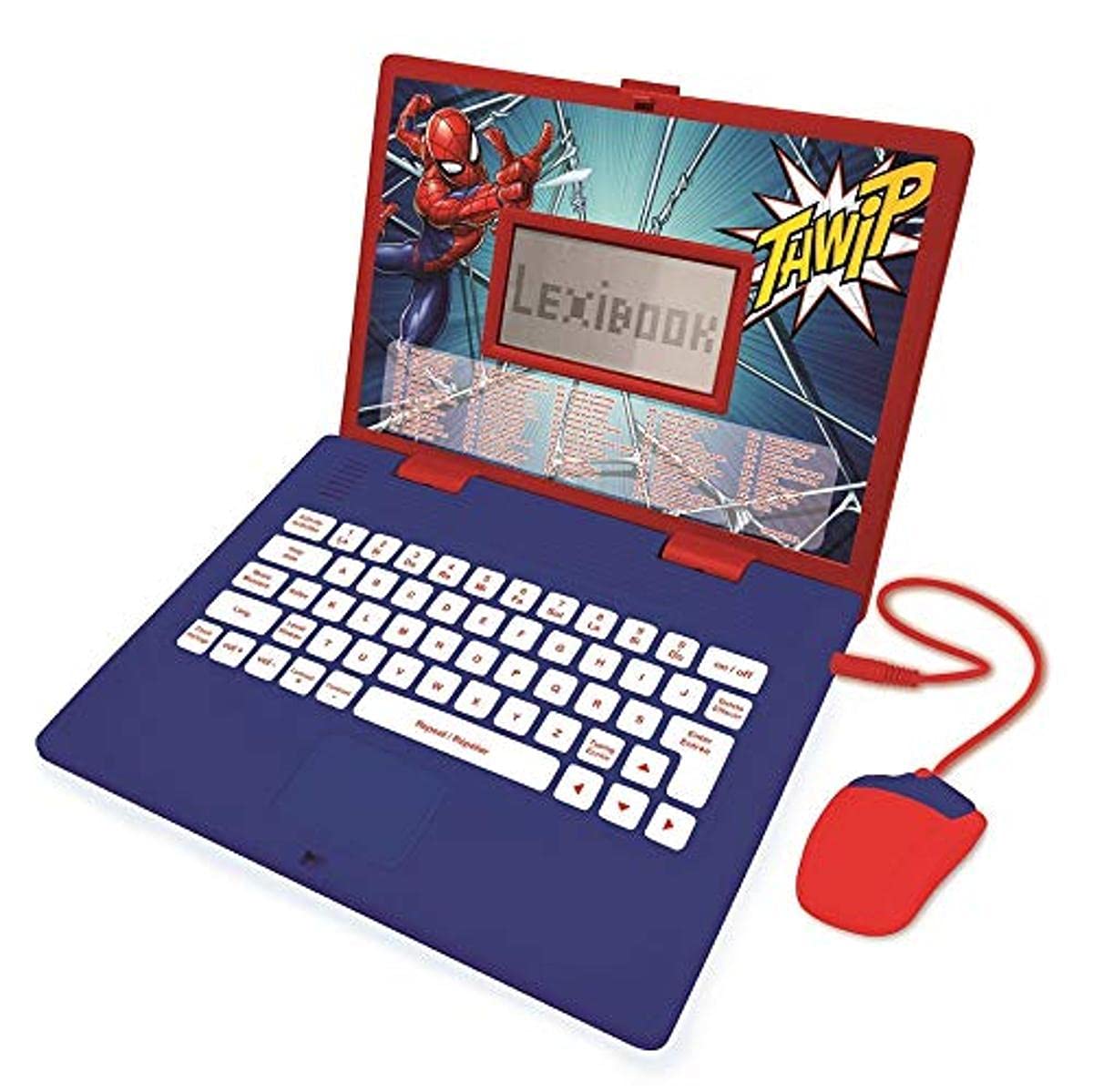 LEXIBOOK, Spider-Man, Educational and Bilingual Laptop German/English, Toy for Child (Boys & Girls), 124 Activities, Learn Play Games and Music, Red/Blue, JC598SPi3 โ image 1