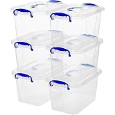 YYQX 6-Pack Clear Plastic Storage Bin with Lids, Stackable Organizer Box with Latching Handle, 6.5L/7quart