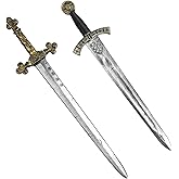 LarpGears 2 Pack Fake Sword Set - 28" Durable Toy Plastic Medieval Sword, Halloween Costume Prop & Knight Renaissance Accessories for Kids & Adults