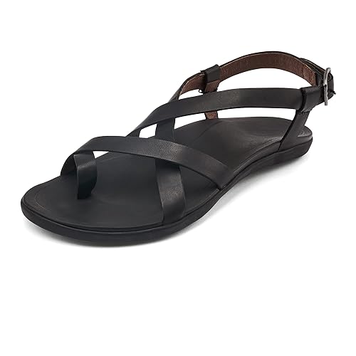 OLUKAI Upena Women's Beach Sandal, Crisscrossed Adjustable Leather