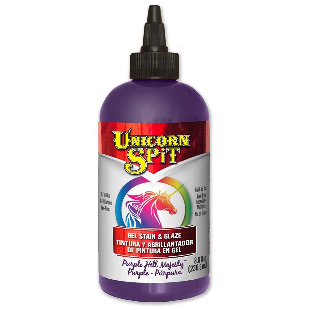 Unicorn SPiT Gel Stain, Purple Hill Majesty Water Based Paint for Wood, Multi-Surface Craft Glaze, DIY Furniture Upcycling, 236ml