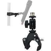 Hocoder Mic Crab Clamp Microphone Mount with Double Ball Head Adjustment 1/4" to 5/8" Thread, Fits Mic Stand, Drum Stand, Desktop Shelf