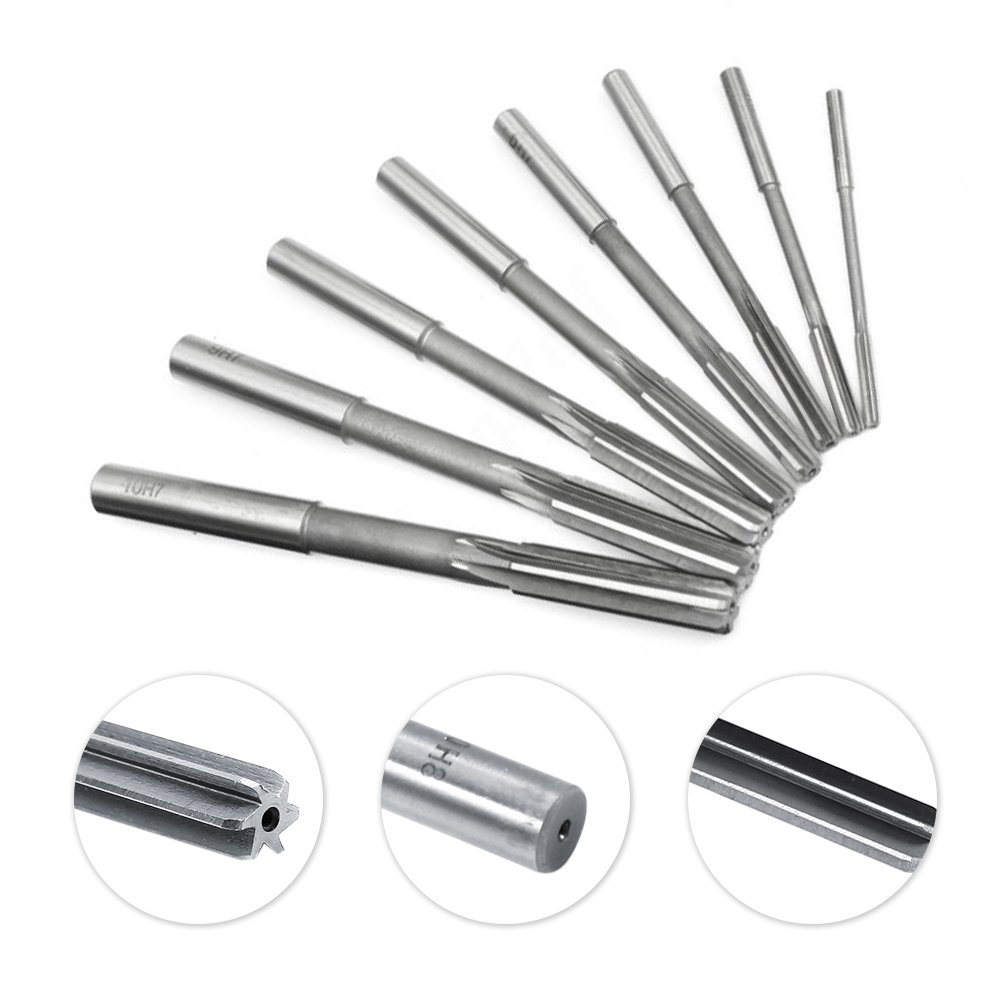 Adjustable Reamer Set, 3/4/5/6/7/8/9/10mm High Speed Steel HSS 4 Slotted Straight Cutter Tools Cutter Set of 8 - Image 4