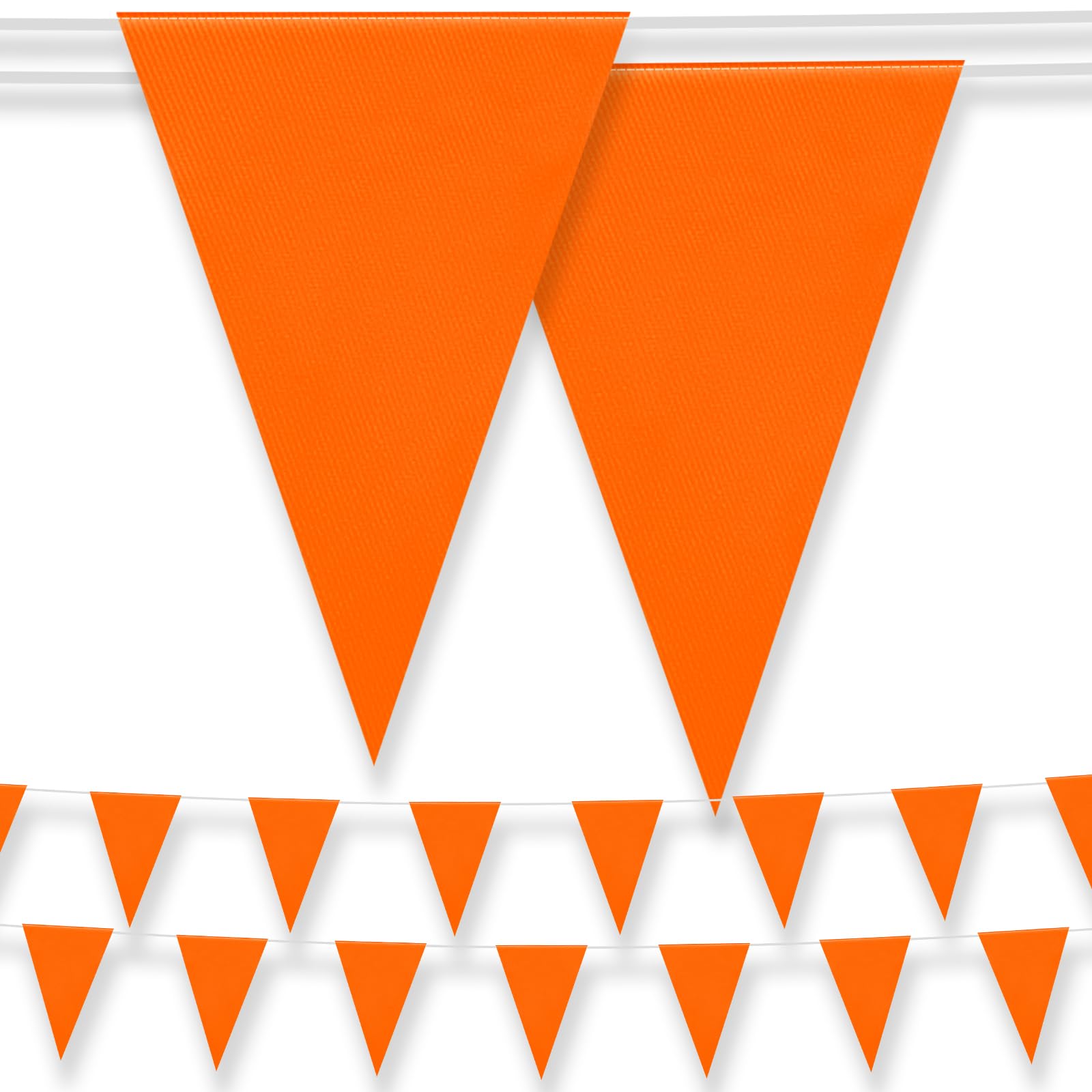 Photo 1 of 100ft Pennant Safety Flags Outdoor Banner Warning Flagging Banner Marking for Grand Opening Parking Lot Events, Construction Site, Traffic Control, Sporting Events, 7x10inch(Orange)