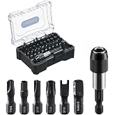 toolant Security Bit Set,32-Piece Screwdriver Bit Set With Torx, Hex,Triwing, Spanner for Tamper-Proof Screws,1/4 Inch Adapter and Release for Electric, Impact Drills