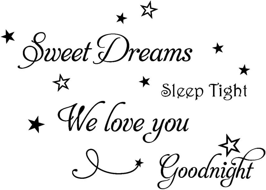 EdC DIY Sweet Dreams Wall Stickers, Removable Wallpaper Lovely Wall Decoration Romantic Sweet Cute for Living Room Nursery Kids Bedroom TV Wall Decal Home Art Vinyl Mural Decor