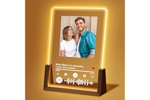 Cozifitgear Personalized Night Light with Spotify Plaque, Customized Gifts with Photos for Boyfriend Girlfriend,Customized An
