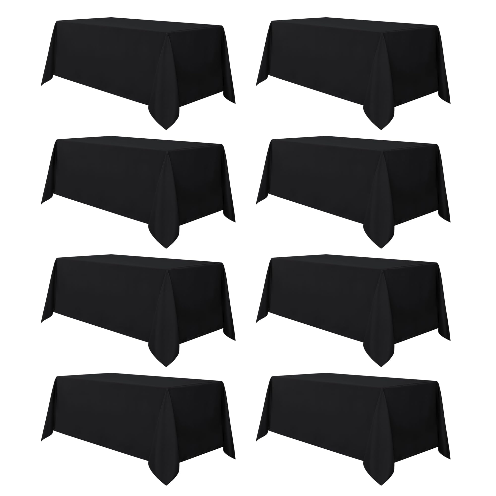 Photo 1 of sancua 8 Pack Black Tablecloth 90 x 132 Inch - Rectangle Table Cloth for 6 Feet Tables Stain and Wrinkle Resistant Washable Polyester Table Cover for Dining Wedding Banquet Party Buffet Restaurant
