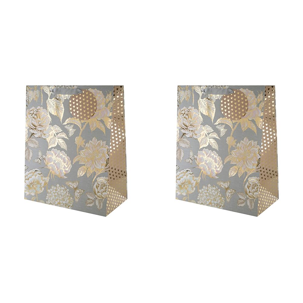 Hallmark Large Gift Bag - Foiled Floral Design (Pack of 2)