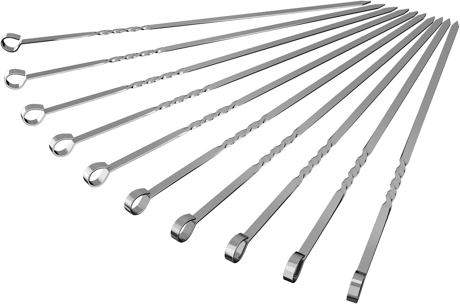CandyHome Kabob Skewers BBQ Skewers Metal Skewers for Grill, 13.7" Flat Stainless Steel Grill Skewers Reusable Kebab Sticks, 10 Packs