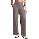 G4Free Womens Yoga Pants Wide Leg Summer Stretchy Sweatpants with Pockets Ankle Length Dressy Loose Casual Cropped Pants for Work(Taupe,XXL,25.5")